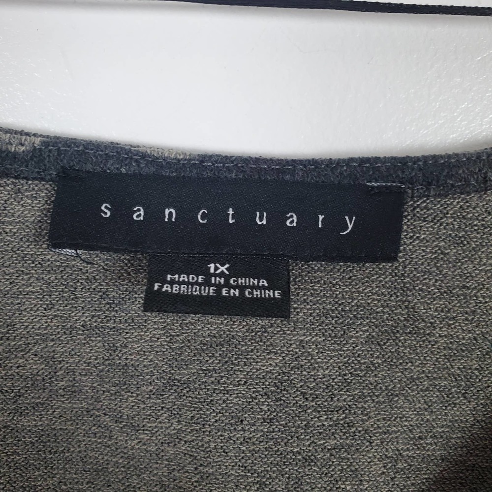 Sanctuary NWT fleece v neck pullover sweater camo print 1x - Picture 3 of 5